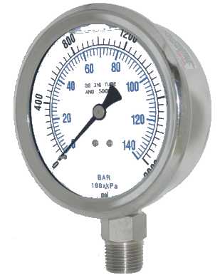 Model 301L-254CF gauge, 2.5 dial, 1/4 mount, 30-0-150