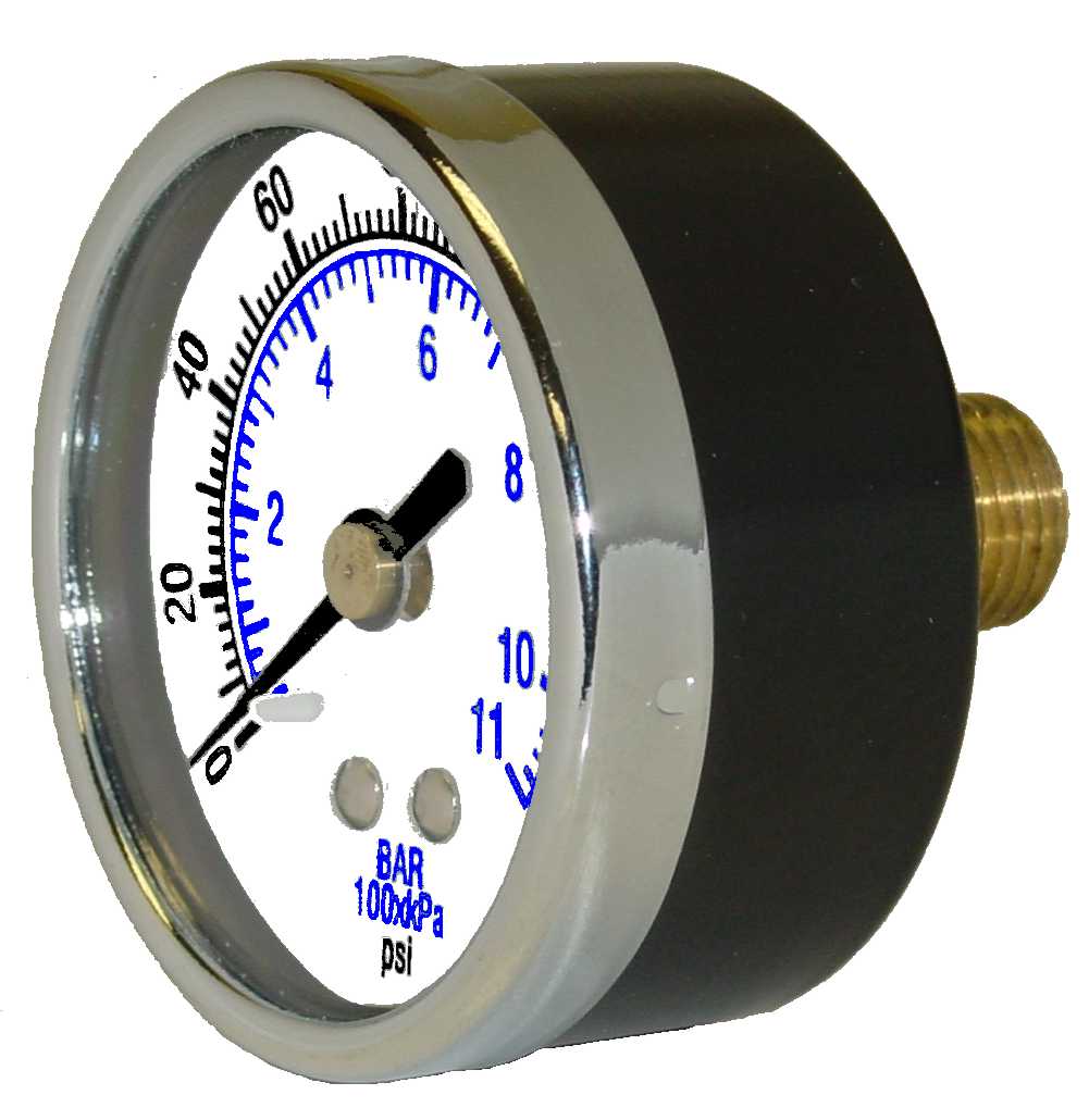Model 102D-354E gauge, 3.5 dial, 1/4 mount, 0-100 PSI
