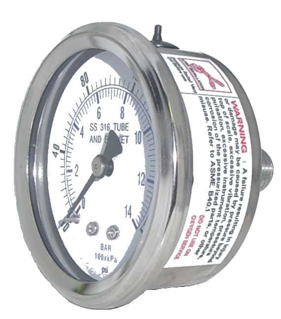 Model 302L-204H gauge, 2.0 dial, 1/4 mount, 0-300 PSI
